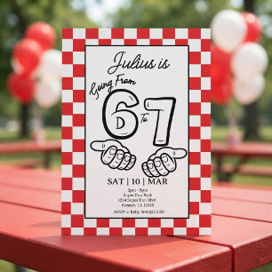 6 7 Meme Birthday Black Chequerboard Invitation