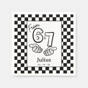 6 7 Meme Black White Chequerboard Birthday Party Napkin
