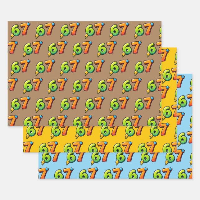 6 7 Meme Boys Birthday Wrapping Paper Sheet (Set)