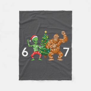6 7 Meme Christmas Alien Sasquatch Six Seven Fun Fleece Blanket