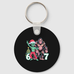 6 7 Meme Christmas Alien Sasquatch Six Seven Fun Keychain
