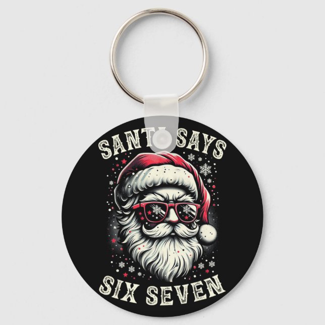 6-7 Meme Christmas Santa Six Seven Brain Rot Funny Keychain (Front)