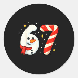 6 7 Meme Christmas Shirt 67 Six Seven Snowman Boy  Classic Round Sticker