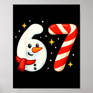 6 7 Meme Christmas Shirt 67 Six Seven Snowman Boy  Poster