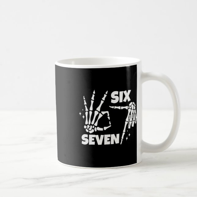 6 7 Meme Funny Skeleton Hands Halloween Couples Si Coffee Mug (Right)