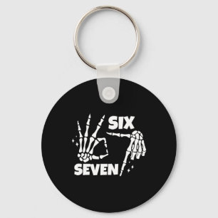 6 7 Meme Funny Skeleton Hands Halloween Couples Si Keychain