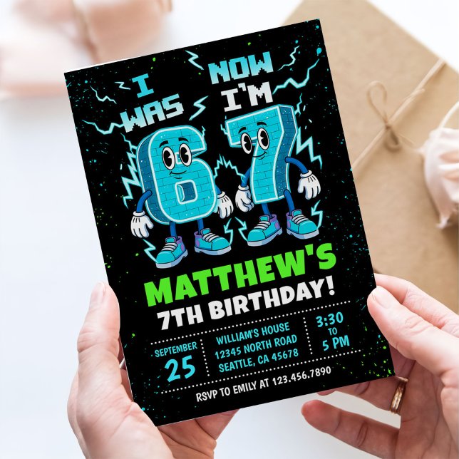 6 7 Meme Graffiti Six Seven Birthday Invitation (Creator Uploaded)