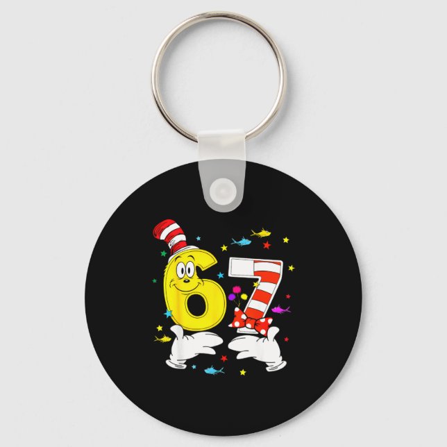 6 7 meme hands six seven read reading day book keychain (Front)