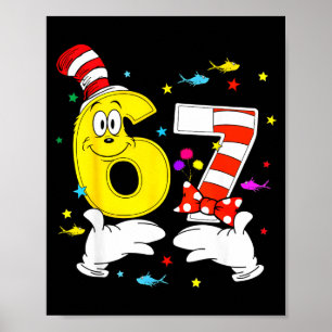 6 7 meme hands six seven read reading day book poster