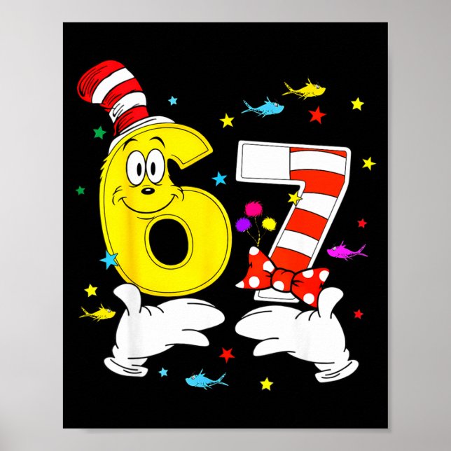 6 7 meme hands six seven read reading day book poster (Front)