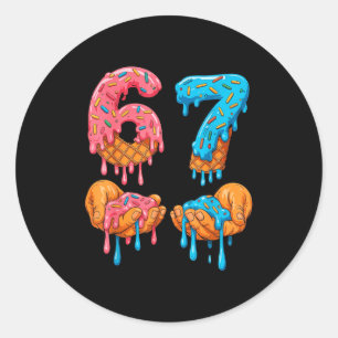 6 7 Meme Ice Cream Drip Gen Alpha Slang  Classic Round Sticker