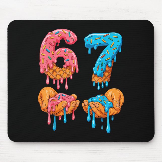 6 7 Meme Ice Cream Drip Gen Alpha Slang  Mouse Pad (Front)