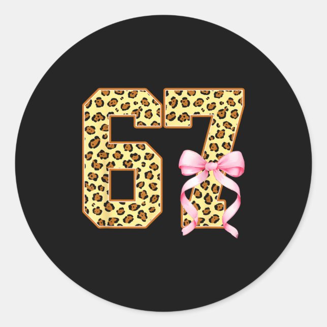 6-7 Meme Leopard Cheetah Cool Six-seven Funny 67 G Classic Round Sticker (Front)