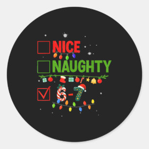 6-7 Meme Nice Naughty 67 Christmas Brain Rot Funny Classic Round Sticker