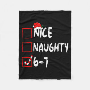 6-7 Meme Nice Naughty 67 Christmas Brain Rot Funny Fleece Blanket