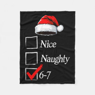 6-7 Meme Nice Naughty 67 Christmas Brain Rot Funny Fleece Blanket