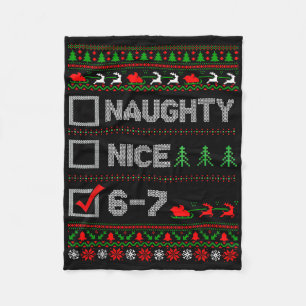 6-7 Meme Nice Naughty 67 Christmas Brain Rot Funny Fleece Blanket