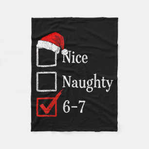 6-7 Meme Nice Naughty 67 Christmas Brain Rot Funny Fleece Blanket