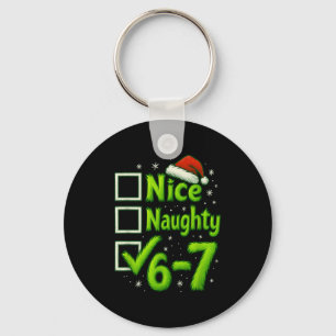 6-7 Meme Nice Naughty 67 Christmas Brain Rot Funny Keychain