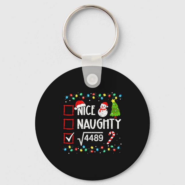 6 7 Meme Nice Naughty 67 Christmas Brain Rot Funny Keychain (Front)