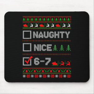 6-7 Meme Nice Naughty 67 Christmas Brain Rot Funny Mouse Pad