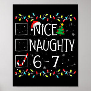 6-7 Meme Nice Naughty 67 Christmas Brain Rot Funny Poster