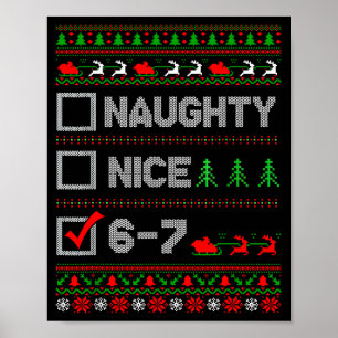 6-7 Meme Nice Naughty 67 Christmas Brain Rot Funny Poster