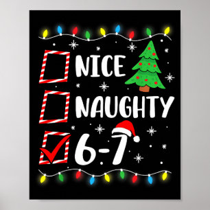 6-7 Meme Nice Naughty 67 Christmas Brain Rot Funny Poster