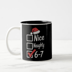 6-7 Meme Nice Naughty 67 Christmas Brain Rot Funny Two-Tone Coffee Mug