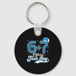 6 + 7 Meme Official Teenager 13th Birthday Basebal Keychain
