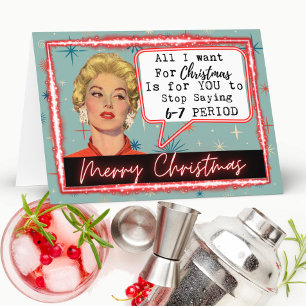 6 -7 Meme - Retro Christmas Card - Funny - Bestie