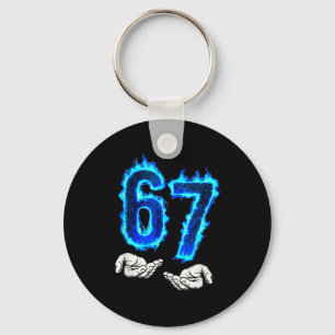 6 7 Meme Six Seven 67 Hands Meme Funny Men Girls B Keychain