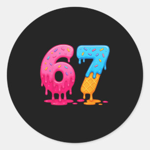6 7 Meme Six Seven Ice Cream Drip Classic Round Sticker