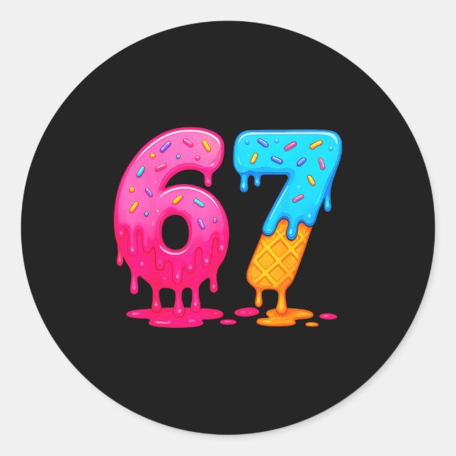 6 7 Meme Six Seven Ice Cream Drip  Classic Round Sticker (Front)
