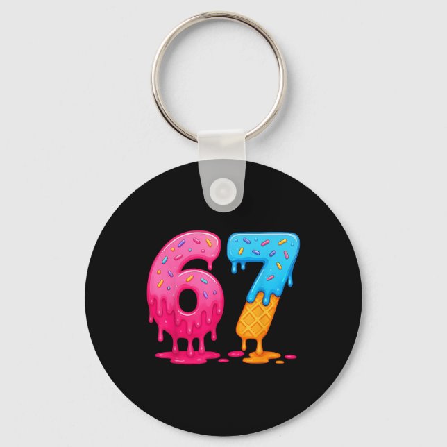6 7 Meme Six Seven Ice Cream Drip  Keychain (Front)