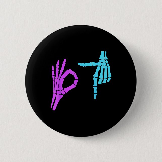 6 7 Meme Skeleton Hands 67  2 Inch Round Button (Front)