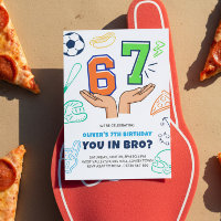 6 7 Meme Sporty Orange Green Boy Birthday