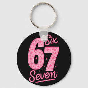 6 7 Number 67 Pink Six Seven Meme Slang Womens Gir Keychain