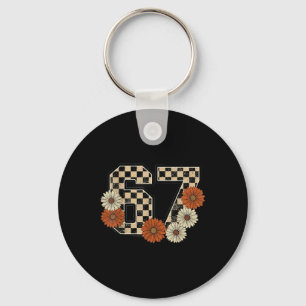 6 7 Retro Fall Meme Checkerboard Tee Haunted Keychain