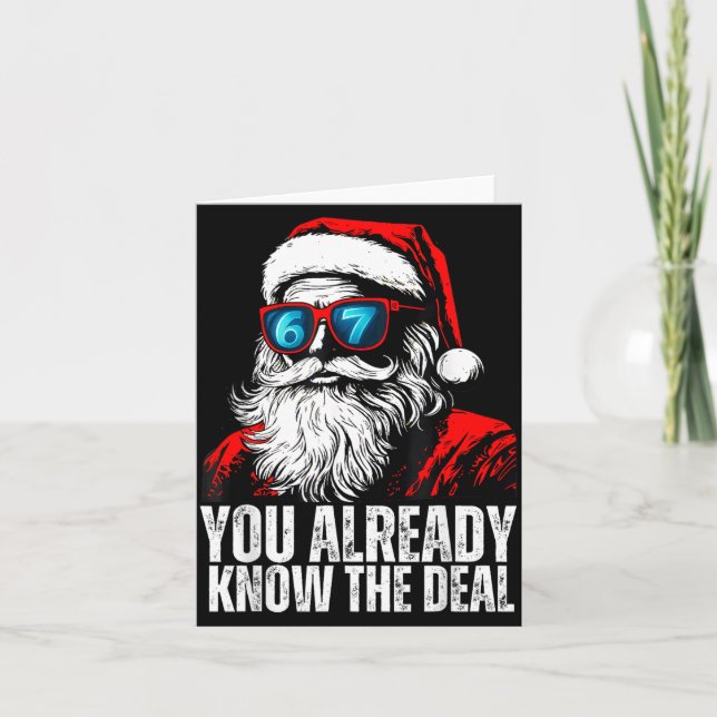 6 7 Santa Face Six Seven Meme Funny 67 Christmas F Card (Front)