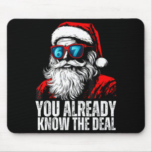6 7 Santa Face Six Seven Meme Funny 67 Christmas F Mouse Pad