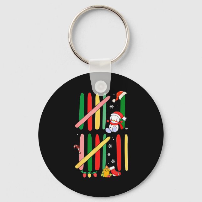 6 7 Six Seven 67 Meme Tally Marks Counting Christm Keychain (Front)