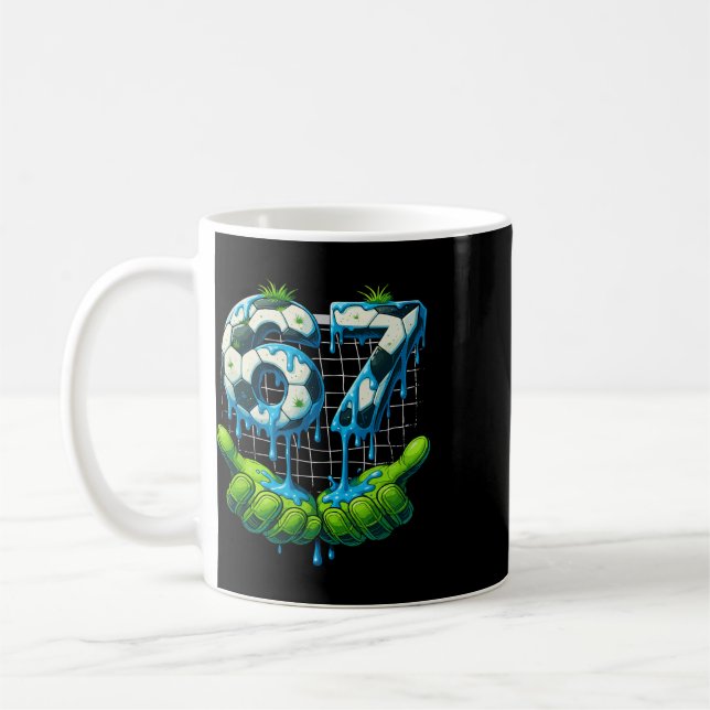 6 7 Six Seven Drip Funny Gen Alpha Meme Soccer Pla Coffee Mug (Left)