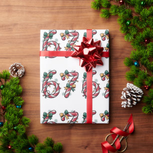 6 7 Six Seven Gen Z Alpha Meme Slang Xmas Lights Wrapping Paper