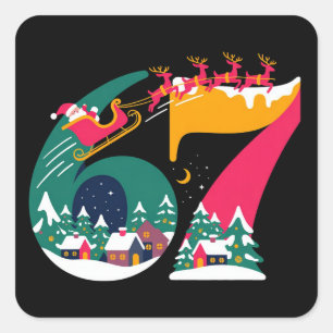 6 7 Six Seven Gen Z Alpha Meme Slang Xmas Santa  Square Sticker