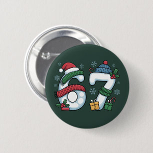 6 7 Six Seven Gen Z Alpha Meme Slang Xmas Snowman 2 Inch Round Button