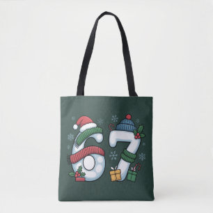 6 7 Six Seven Gen Z Alpha Meme Slang Xmas Snowman Tote Bag