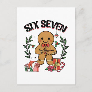 6 7 Six Seven Hand Gen Z Alpha Gingerbread Meme  Postcard