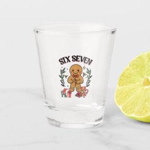 6 7 Six Seven Hand Gen Z Alpha Gingerbread Meme Shot Glass