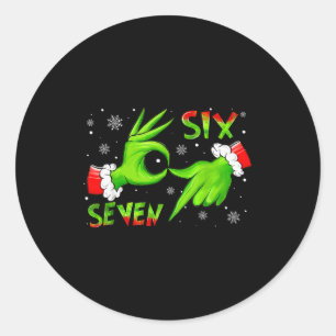 6 7 Six Seven Hand Gen Z Alpha Meme Slang Xmas Chr Classic Round Sticker